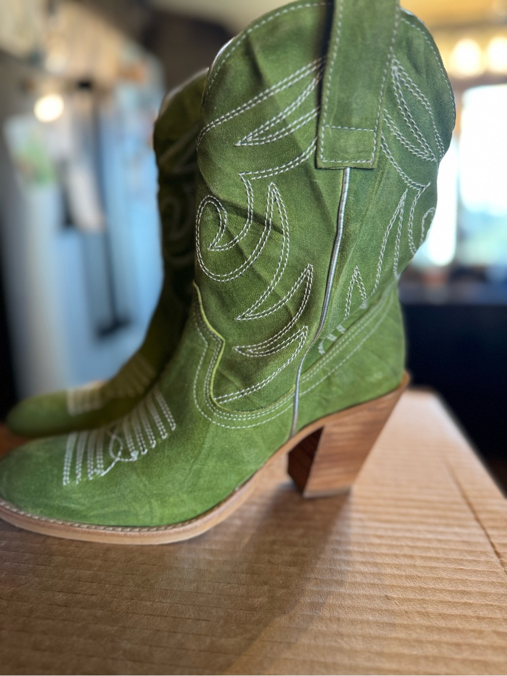dingo Green Suede Western Ankle Boots - Picture 2 of 8